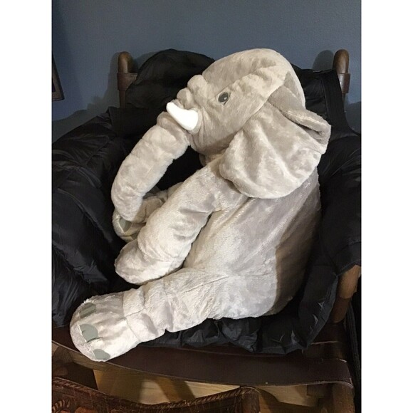 IKEA Large Plush Elephant ~19"x19" DISCONTINUED Grey Soft Toy - Picture 7 of 10
